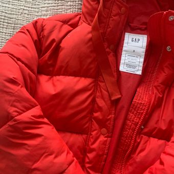 gap red puffer jacket