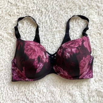 Plus Size - XO Plunge Push Up Floral Lace 360° Back Smoothing® Bra