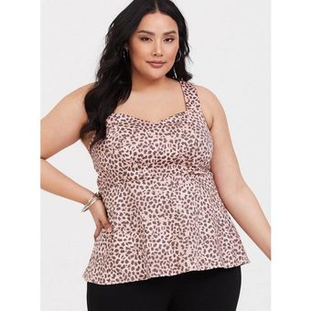 Torrid Womens Top Size 2 2X 18 20 Pink Gray Leopard Sateen