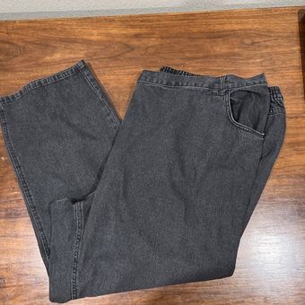 Woman Within Pants 38 Tall Elastic Waist Black Denim Tapered Leg - $20 -  From Krista