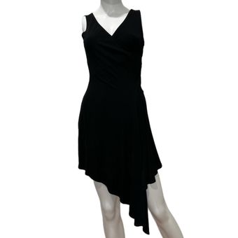 Bebe Black Mini Dress With Asymmetric Flowy Front Design 30