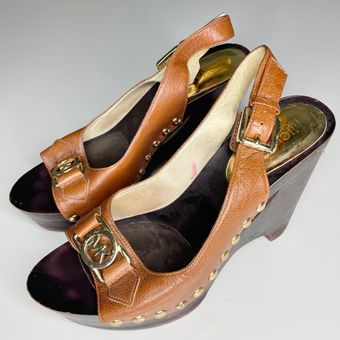 Michael Kors charm sling tan platform sandals Size 7 - $50 - From Brenda
