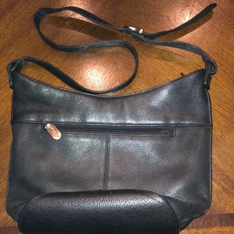 Stone Mountain Large Black Pebbled Leather Crossbody Bag