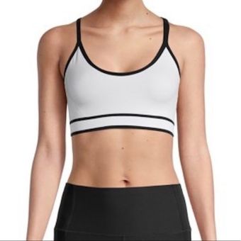 Avia Seamless White Black Stripe Racerback Sports Bra Size M - $7