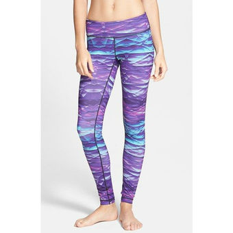 Zella Legging Mid Rise Full Length Geometric Pattern Blue Purple