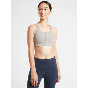 Athleta Empower Sports Bra Ultimate Zip Front Adjustable Strap Scoop Neck  Gray M Size M - $36 - From Pearl