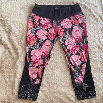 Danskin Floral & Black Printed Leggings Size 12 - $15 - From Launa