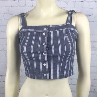 Brandy Melville Sz S/XS Button Halter top Blue EUC - $19 - From Laura