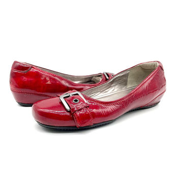 Ecco Casual Bouillon Buckle Retro Red Patent Wedge Flats Women's 39 Size  undefined - $35 - From Jeannie