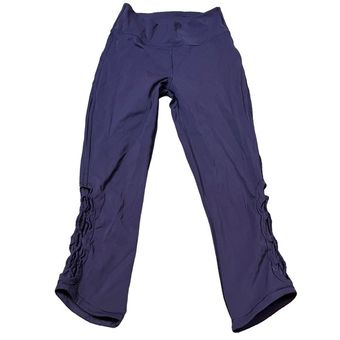 Lululemon Leggings Cropped Plum Criss Cross Mesh Mid Rise Size 6 Women -  $20 - From Cpeterson