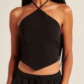 Abercrombie & Fitch Neck Tie Halter Top Black - $20 (60% Off Retail