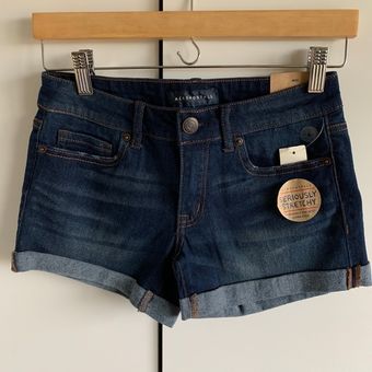 Aéropostale Seriously Stretchy Low-Rise Denim Midi Shorts