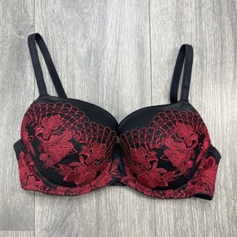 Soma Sensuous Opulence Perfect C Black Red Lace T Shirt Bra Womens Size 34C  - $20 - From Mya