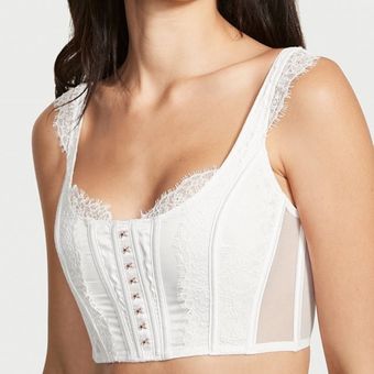 Victoria's Secret Hook and Eye White Unlined Lace Up Corset Top Small - $45  - From Mari