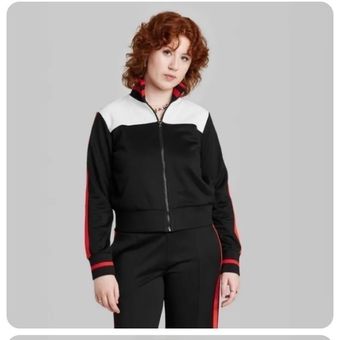 Wild Fable - Women's Red/Black/White Track Zip-Up Jacket - Size