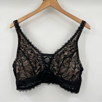 Adore Me Alessa black lace unlined bralette 1X - $17 - From Baldi