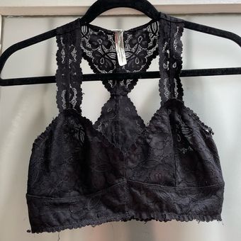 Free People Intimately Galloon Lace Racerback Bralette in Black