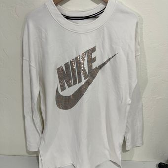 midnat Danser uren Nike Women's Rally Metallic Fleece Crewneck Sweatshirt Ivory Rose Gold Size  Medi White Size M - $29 (42% Off Retail) - From Mariah