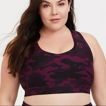 Torrid Active Sports Bra Low Impact Wireless Lattice Back Red Black