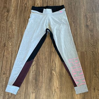 Victoria's Secret Pink Gray Workout Leggings With Pink Mesh Detail