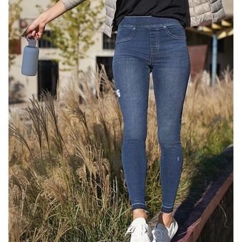 Spanx Distressed Denim Legging - White