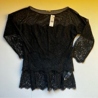 Intimissimi Black Sheer Lace Blouse Size Small NWT - $41 New