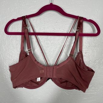 Cacique Plus Size 40DD Mauve Pink Lace Unlined Balconette Bra Underwire -  $40 - From Amy