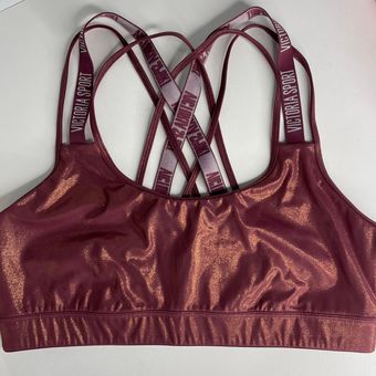 Victoria's Secret So Strappy Golden Metallic Burgundy Shimmer