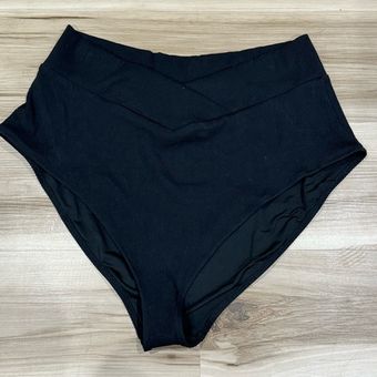 Aerie NEW High Waisted Full Coverage Black Ribbed Bikini Bottom Swim  Women's 2XL Size 2X - $18 New With Tags - From Alyssa