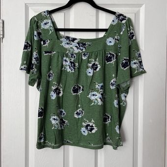 Lucky Brand Square Neck Printed Top