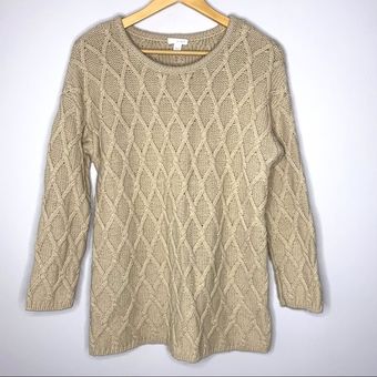 J.Jill Pure Jill Tan Cable Knit Sweater Medium - $32 - From Pamela