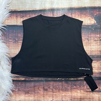 Alphalete Crop Top Black Tank Top Muscle Tee Size 2X - $38 New With Tags -  From Kayla