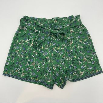 Tie belt patterned shorts