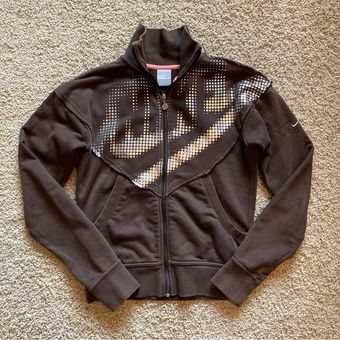 Nike y2k 2000s Vintage Zip Up Sweatshirt Jacket Brown Size M