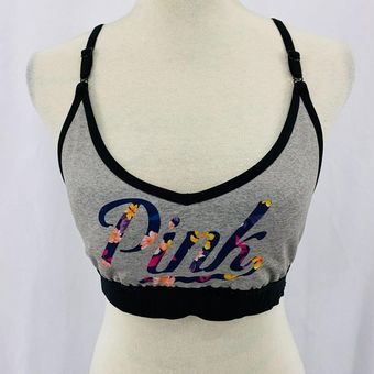 PINK - Victoria's Secret Ultimate Lightly Lined Sports Bra Floral Logo  Large - $30 - From W