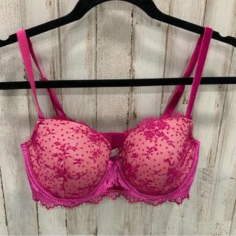 Victoria's Secret Pink Lace Velvet Dream Angels Lined Demi Bra 34DD Size  undefined - $23 - From Destiny