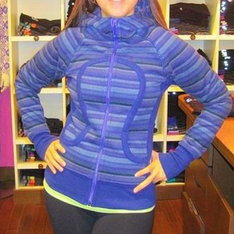 Lululemon Wish Blue Poncho Stripe Scuba Hoodie 6 Gray - $204