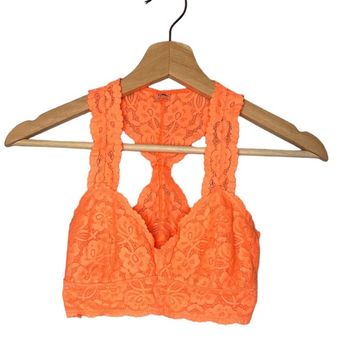 Free People INTIMATELY Racerback Lace Bralette Neon Orange