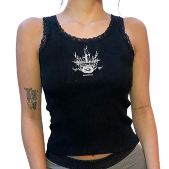 Brandy Melville Lace Tank Black - $13 - From Portia