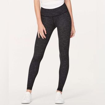 Lululemon Wunder Under Pant HI-RISE 31 Luon Variegated Knit Heathered  Black 4