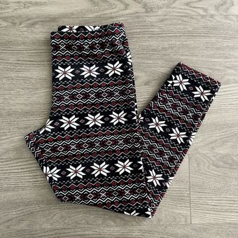 No Boundaries Size XL Velour Holiday Christmas Leggings Black White & Red  Print - $18 - From Loren