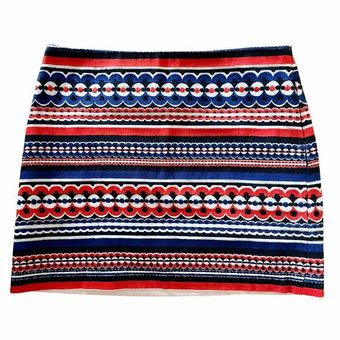 Embroidered mini clearance skirt red