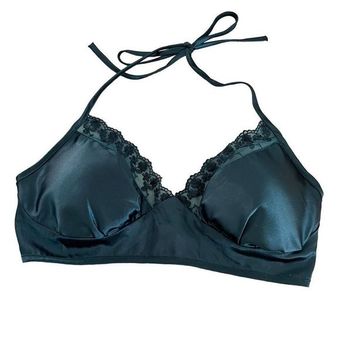 La Senza Satin & Lace Emerald Green Bralette lightly padded bra Halter Tie  Up S - $13 - From KeepOn