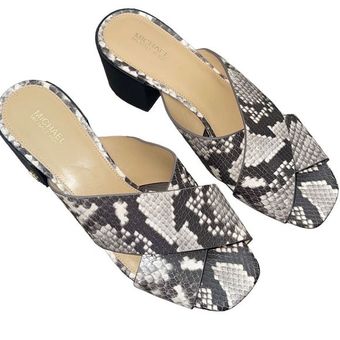 Michael Kors Michael Abbott Python Criss Cross Leather Mules Size