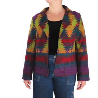 Coldwater Creek 1990s Vintage Rainbow Tribal Open Jacket Size L