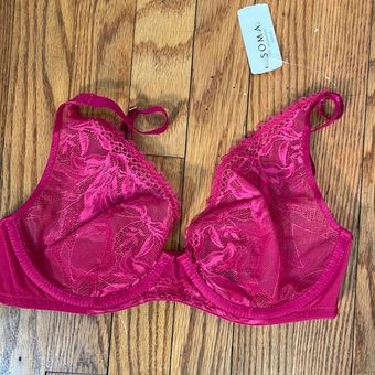 Soma Women's Lightly Lined Plunge In Pink Size 34d