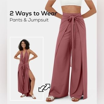 Halara Rose Size M High Waisted Lace Up Split Hem Palazzo Wide Leg Casual  Pants Size M - $35 New With Tags - From Cassandra