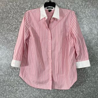 Ralph Lauren Lauren LRL Women's Pink Striped Button Up Shirt - Plus Size 1X  - $35 - From Angie