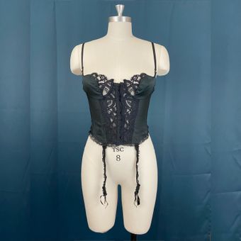 Vintage 80s Lady Marlene Satin & Lace Corset Bustier Top Multi Size 34 A -  $40 - From Brownide