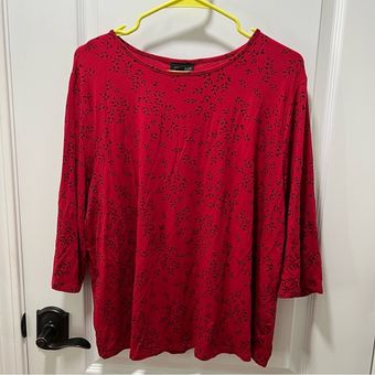 J.Jill Wearever Collection Red and Black Patterned Top Size XL